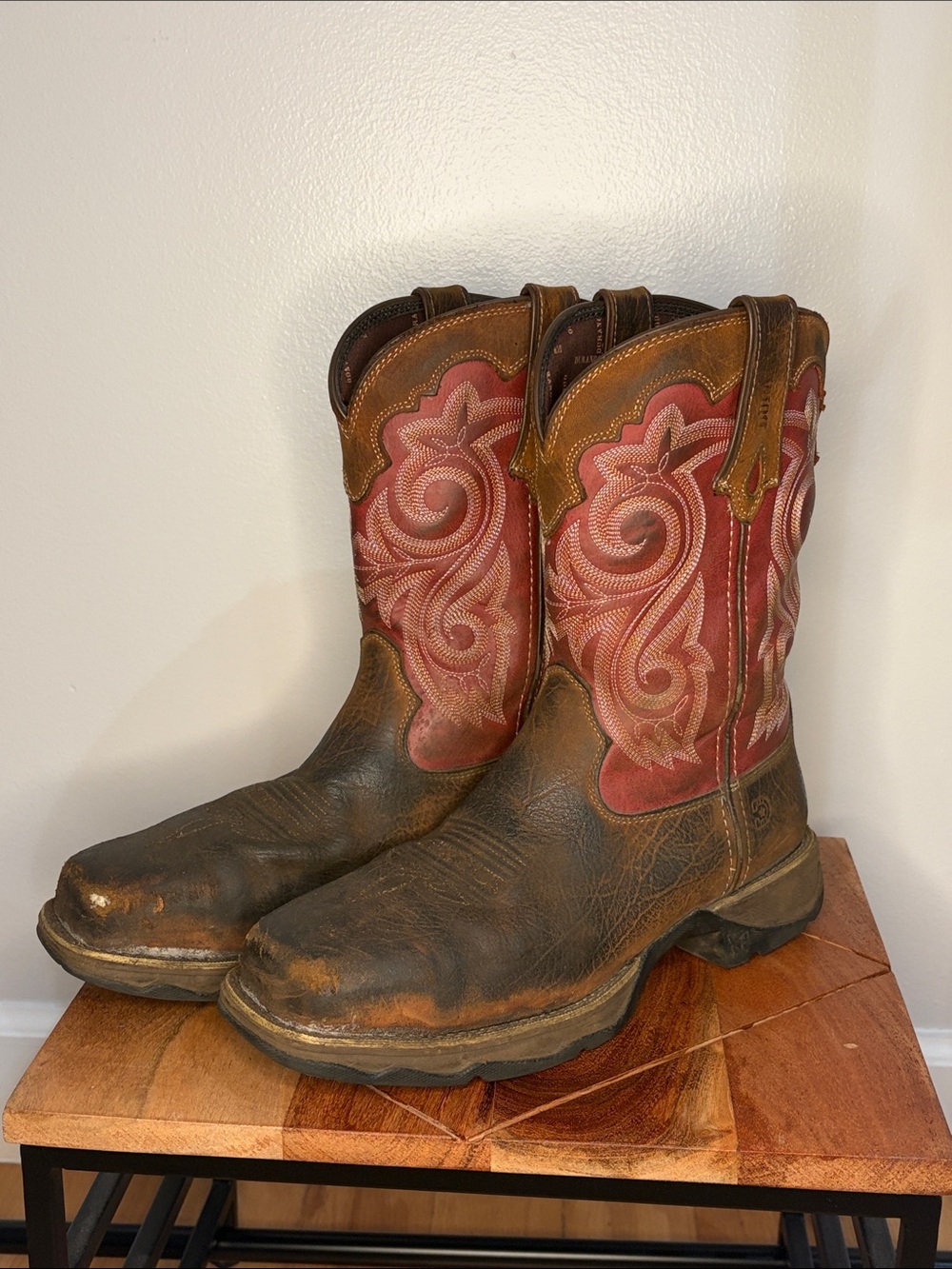 Durango Brown and Red Western Work Boots
